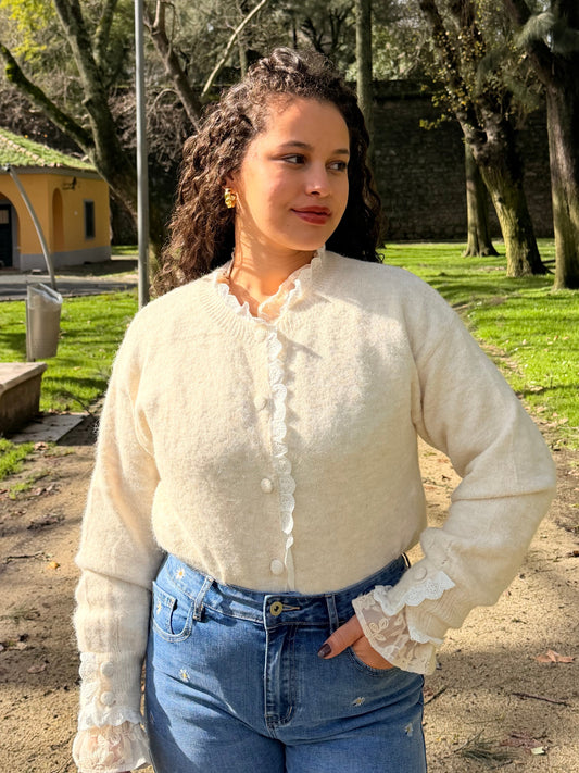 CARDIGÃ MALHA COM BORDADO