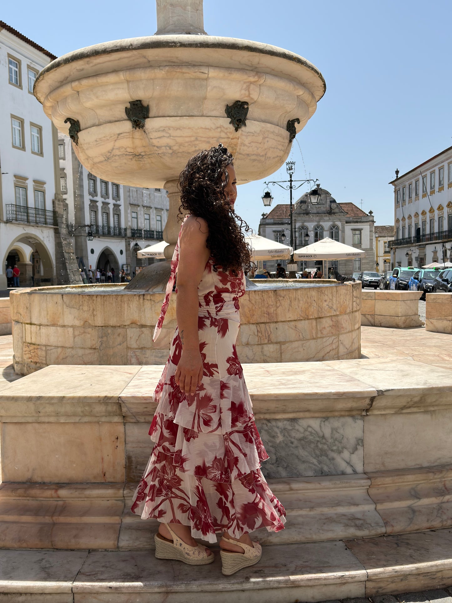 VESTIDO FLORAL C BABADOS