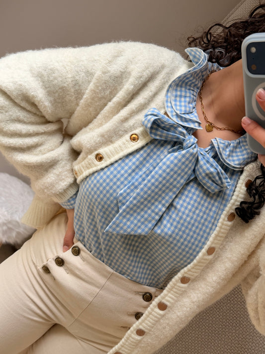 CARDIGÃ DE MALHA CREME