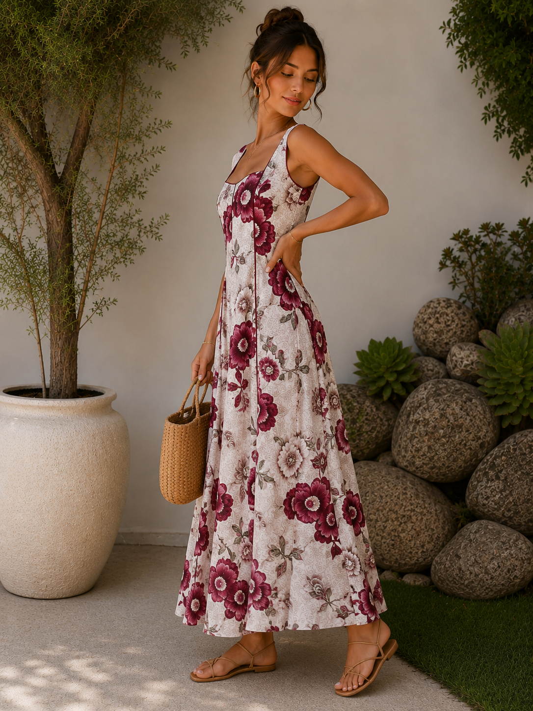 VESTIDO ESTAMPADO COMPRIDO
