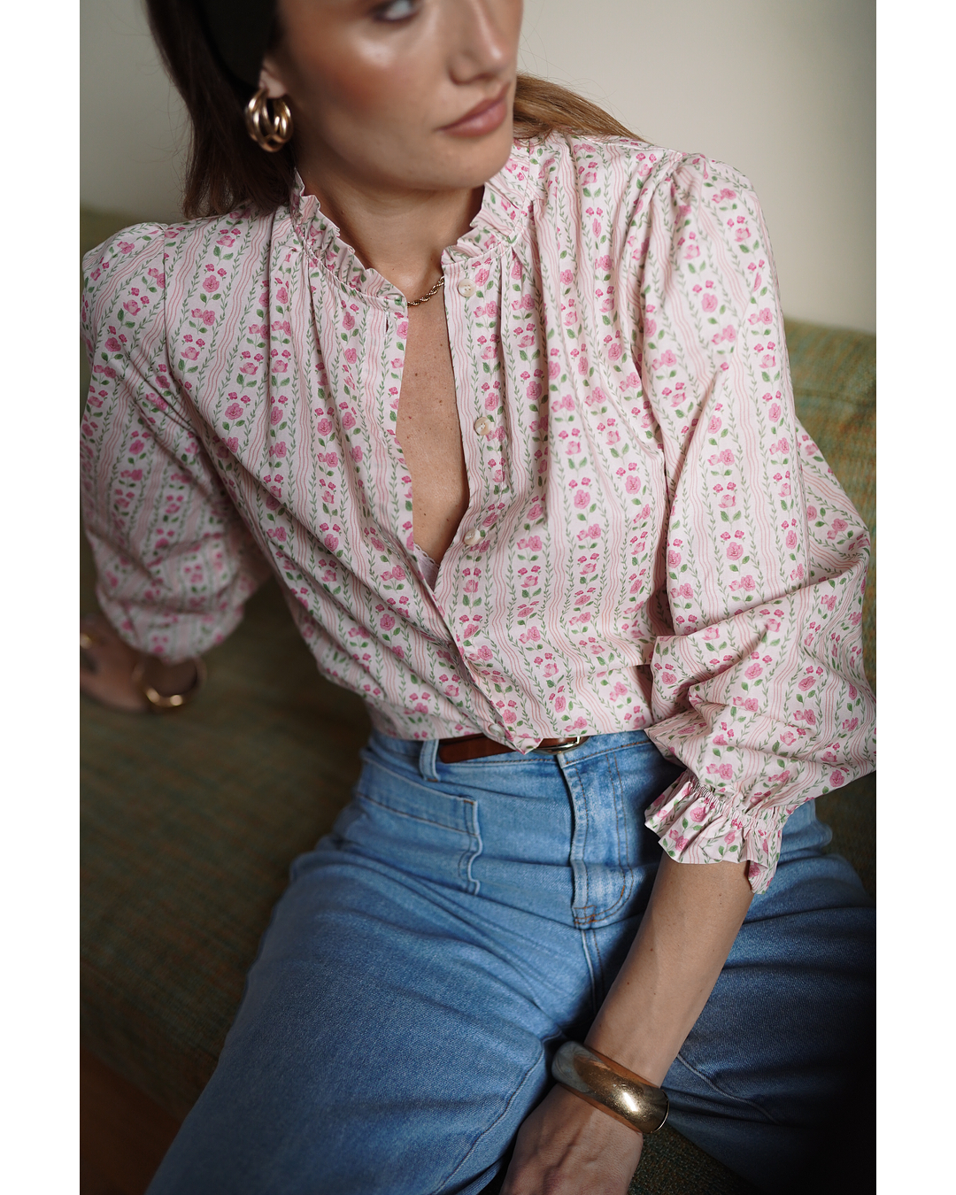 CAMISA PADRÃO FLORAL ROSA