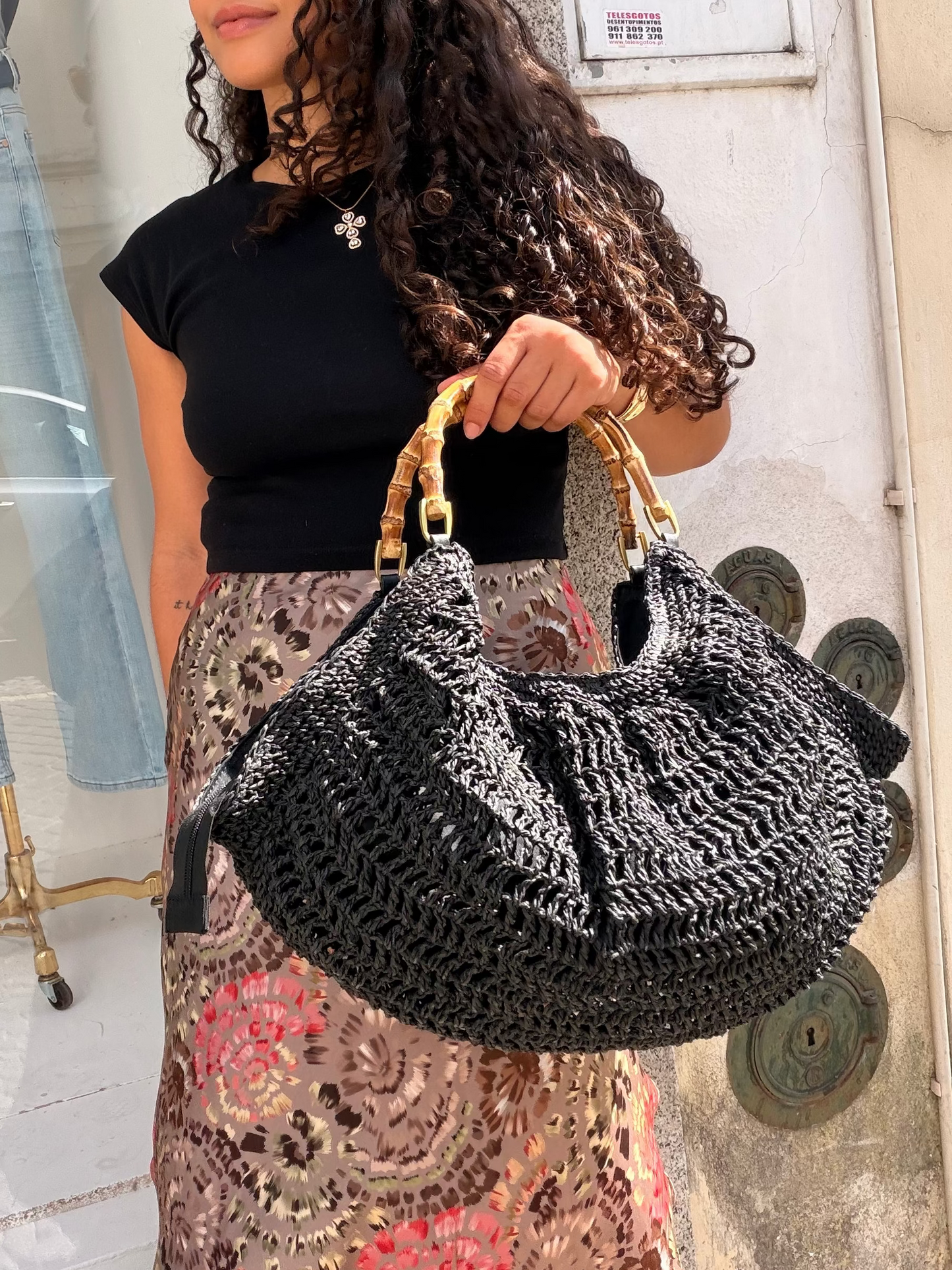 BOLSA BAMBOO ELEGANCE PRETA