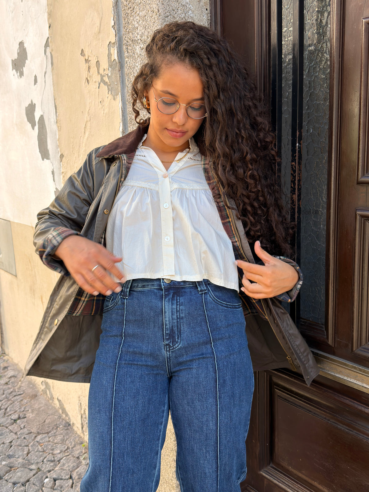 CALÇA WIDE LEG PORMENOR