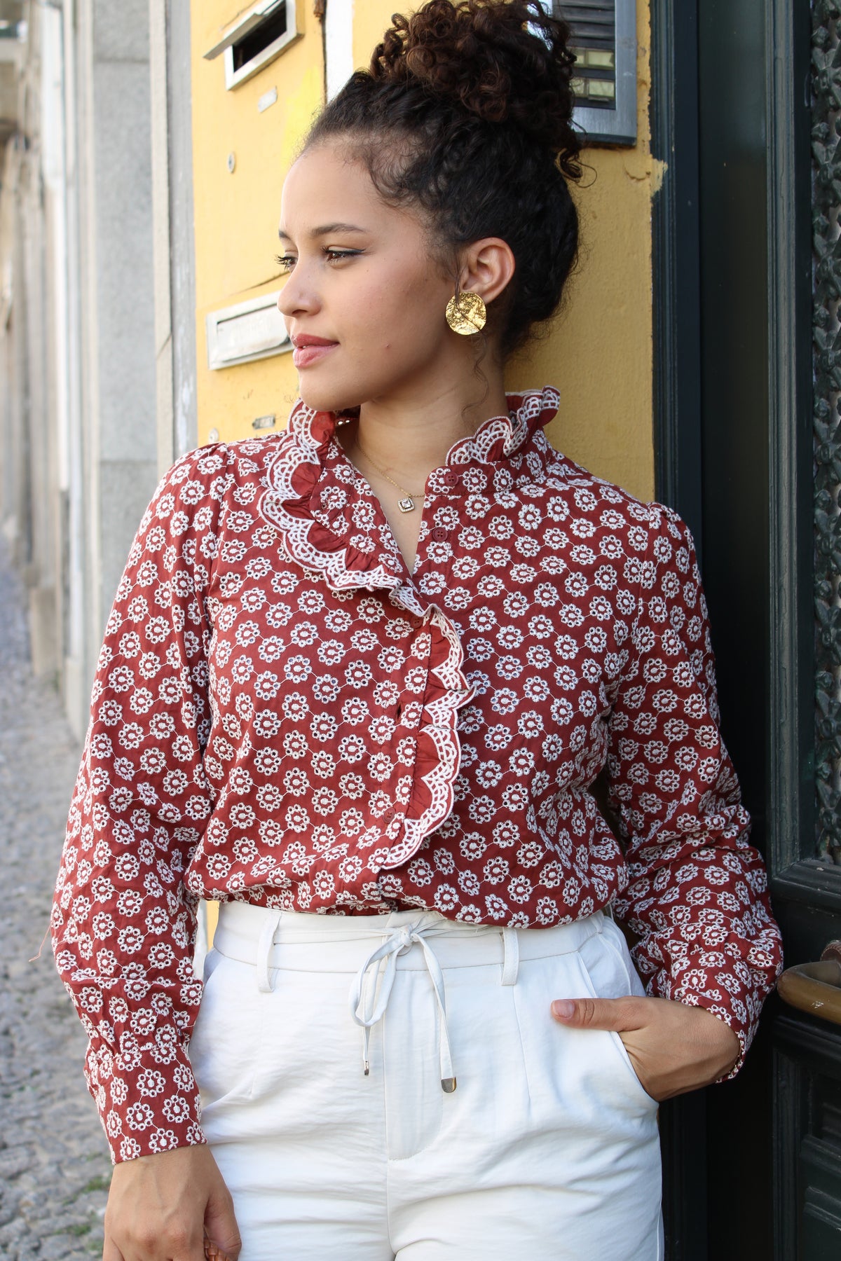 CAMISA TIJOLO FLORES