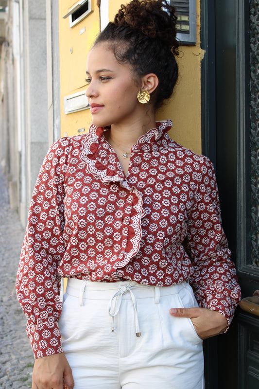 CAMISA TIJOLO FLORES