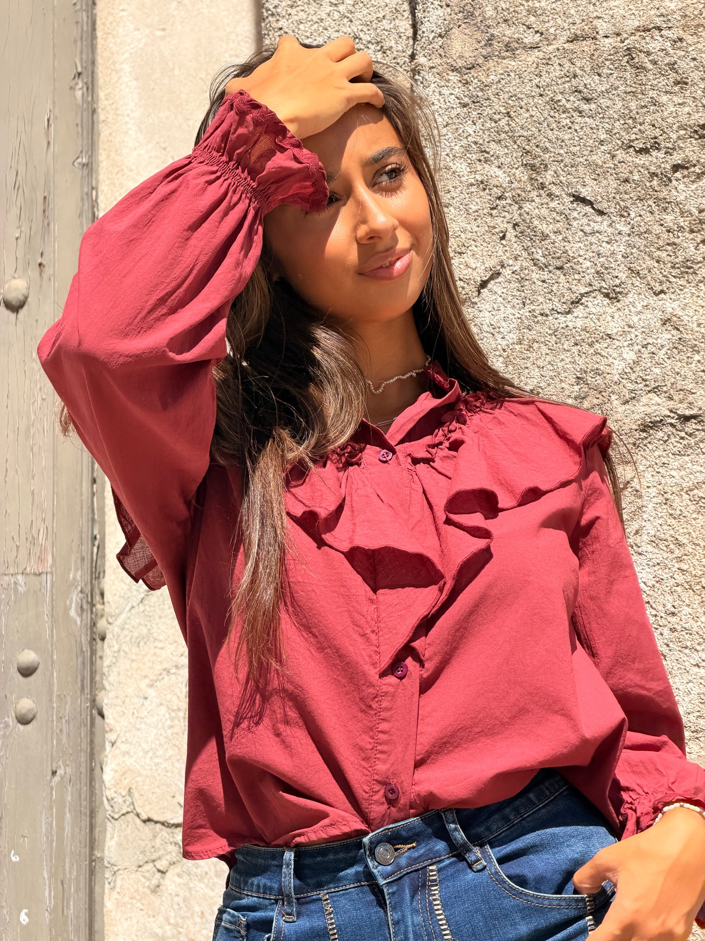 CAMISA FOLHOS BORDO