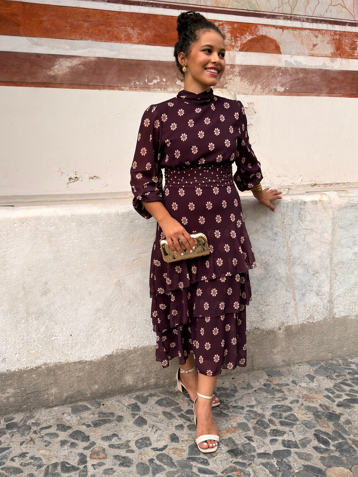 VESTIDO FOLHOS DUO ESTAMPAS