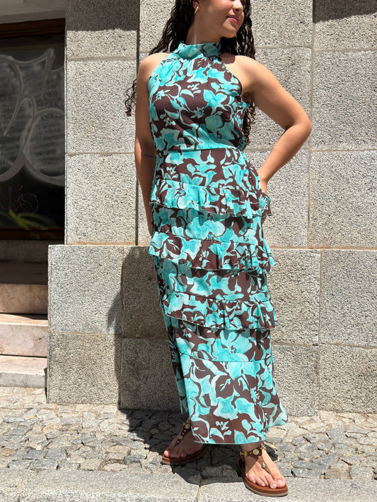 VESTIDO ESTAMPADO BABADOS