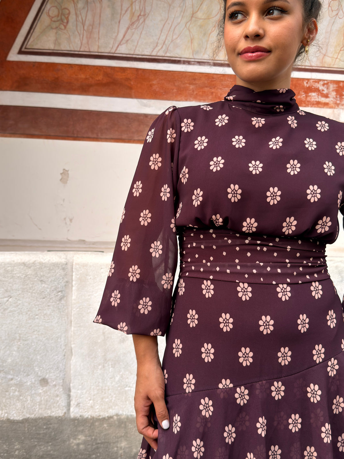 VESTIDO FOLHOS DUO ESTAMPAS