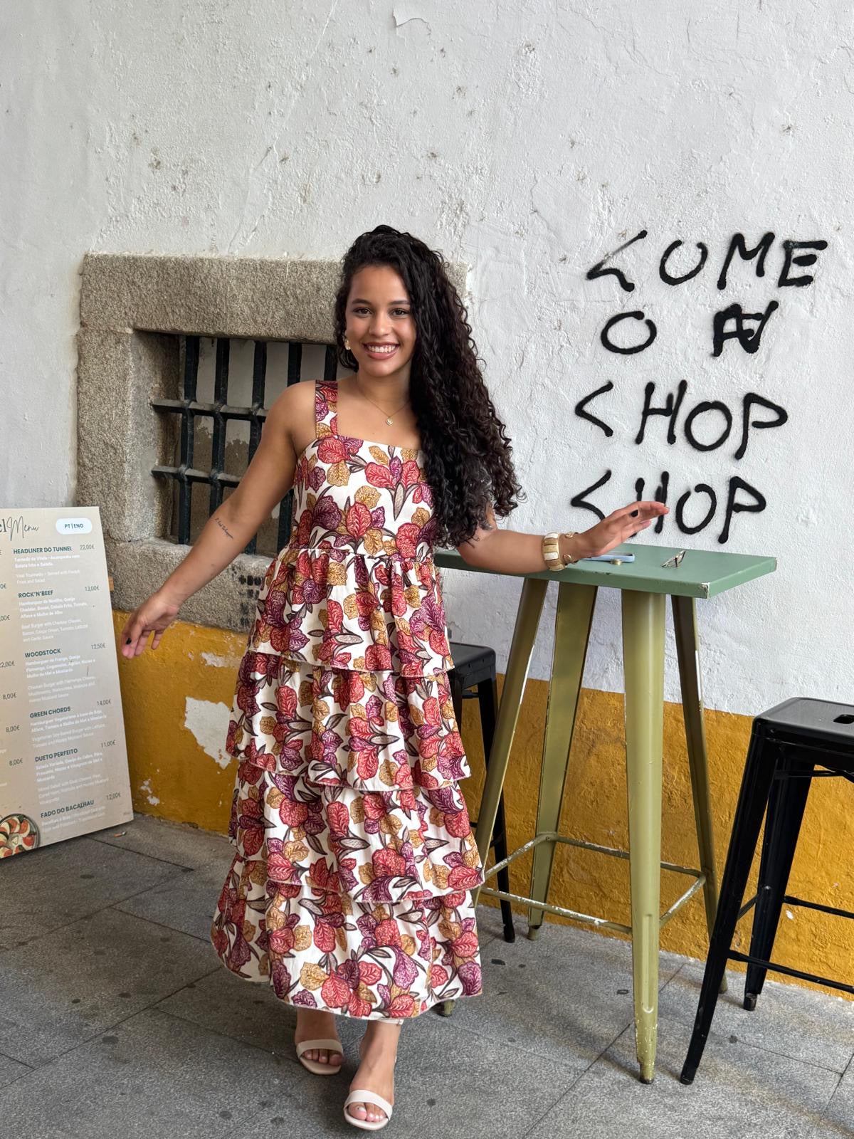 VESTIDO FOLHOS ESTAMPADO
