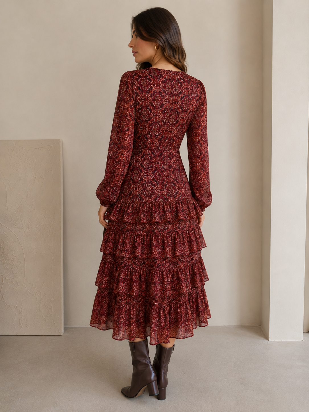 VESTIDO LONGO FOLHOS