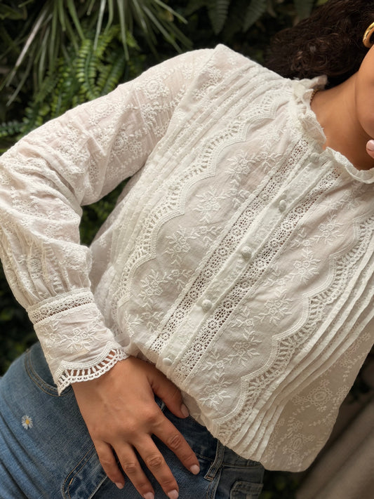 CAMISA BORDADO INGLÊS BRANCA
