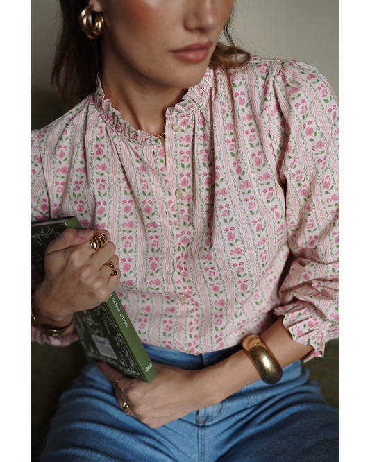 CAMISA PADRÃO FLORAL ROSA