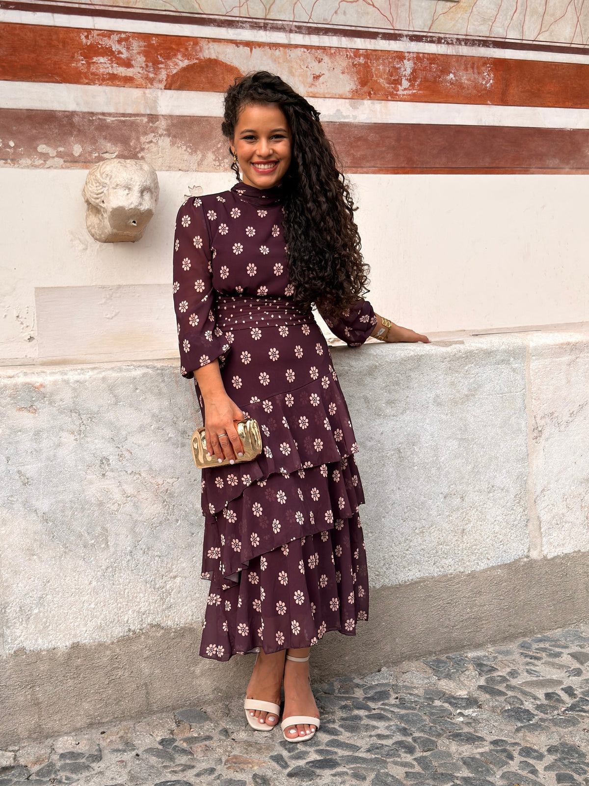 VESTIDO FOLHOS DUO ESTAMPAS