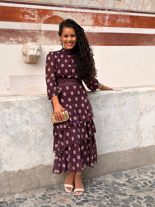 VESTIDO FOLHOS DUO ESTAMPAS