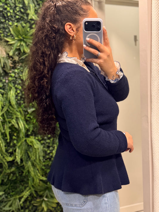 CARDIGÃ MALHA MARINO