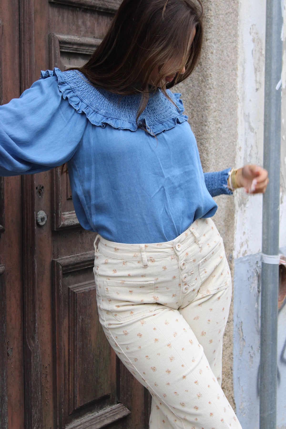 CALÇA BOMBAZINA FLORES