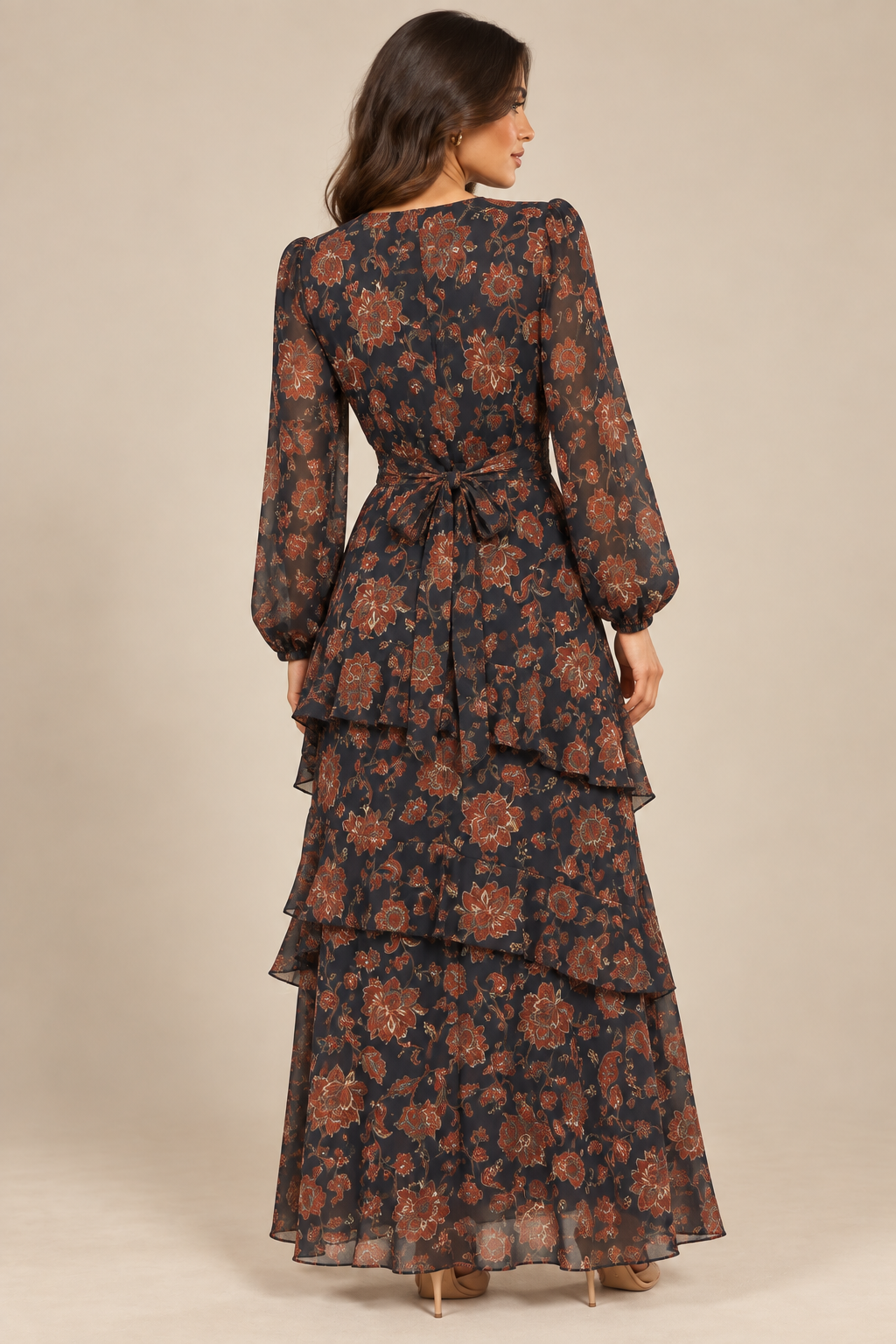 VESTIDO FOLHOS ESTAMPADO