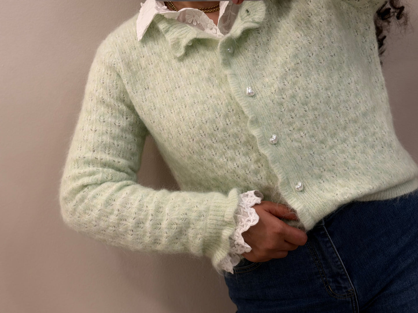 CASACO DE MALHA LOVE VERDE MENTA