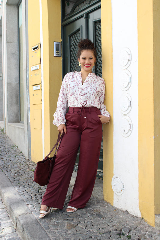 CALÇA ACETINADA BORDO