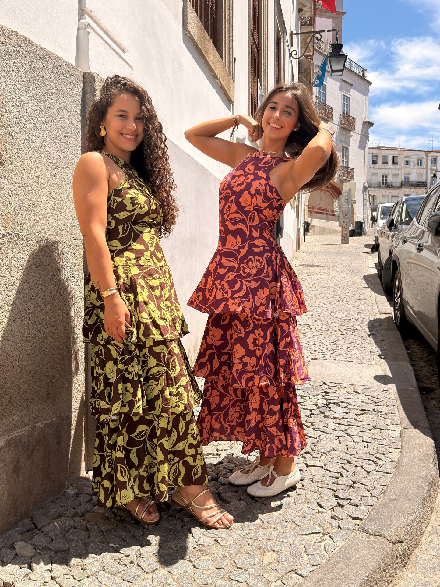 VESTIDO ESTAMPADO C FOLHOS