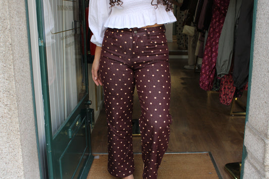 CALÇA BORDO BOLAS BEGE