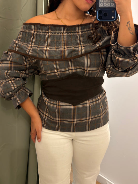 BLUSA XADREZ BARDOT