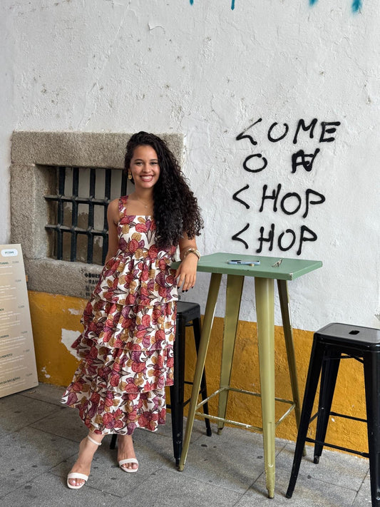 VESTIDO FOLHOS ESTAMPADO