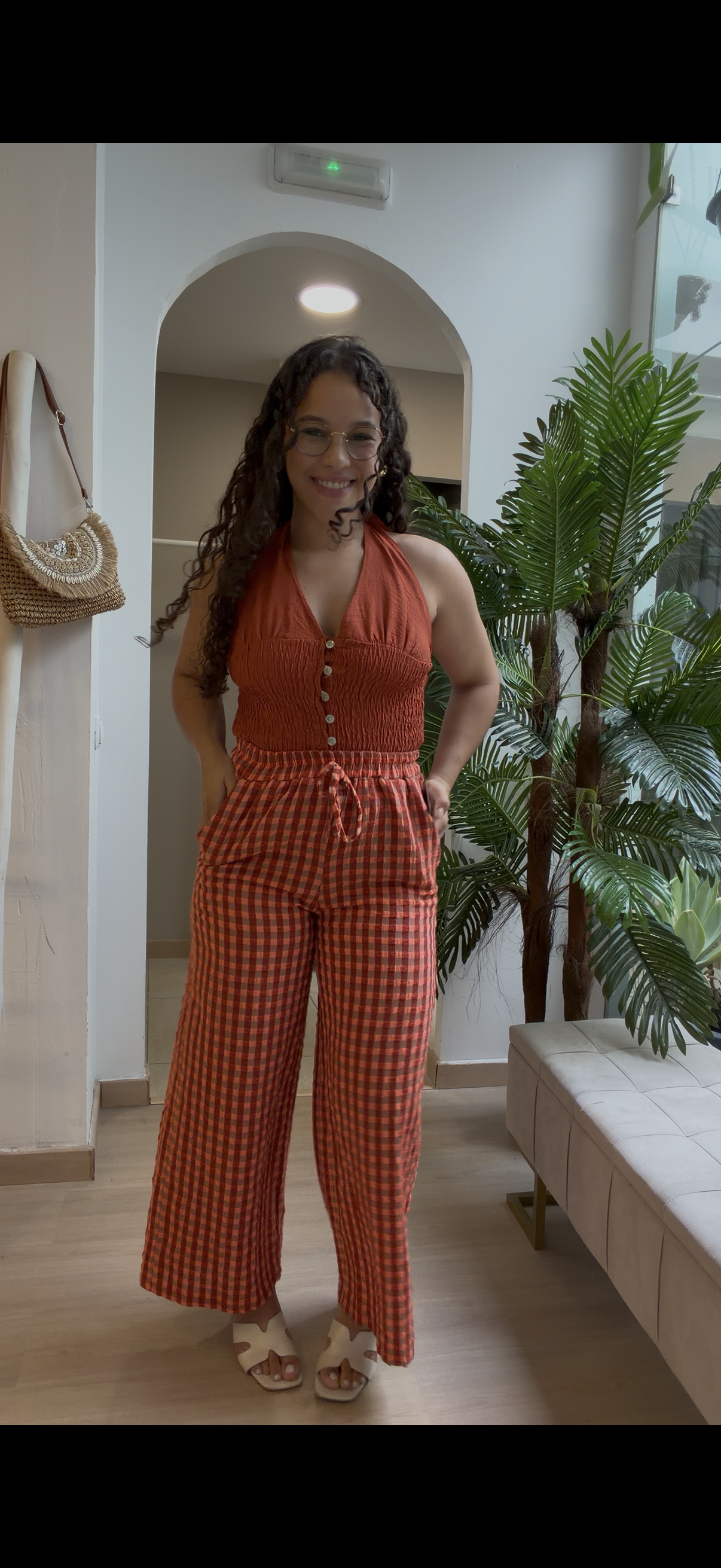 CALÇA VICHY TERRACOTA