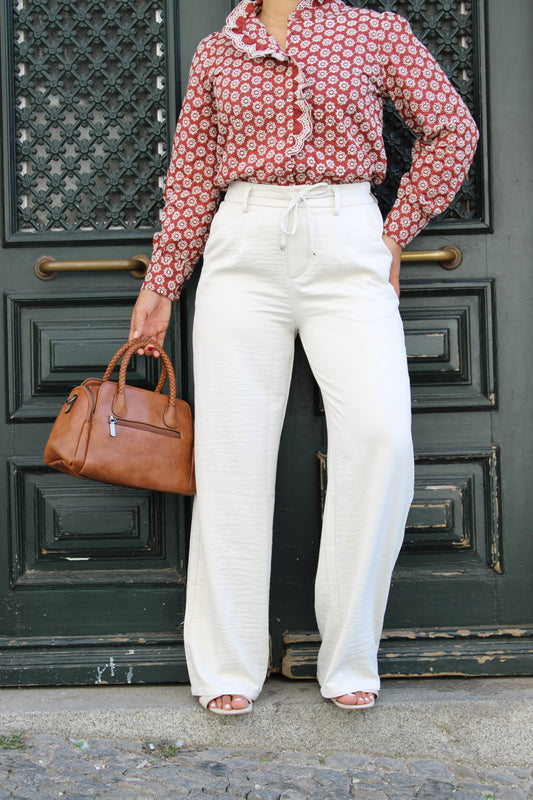 CALÇA ACETINADA CHAMPANHE