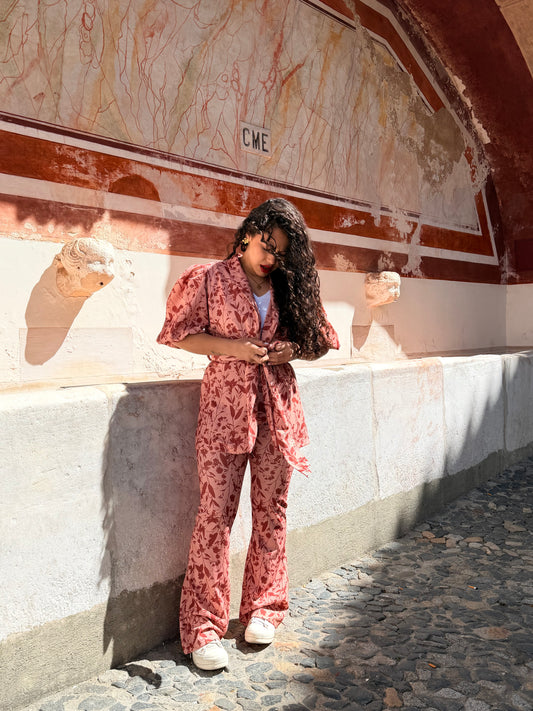 CONJUNTO FLORES LARANJA