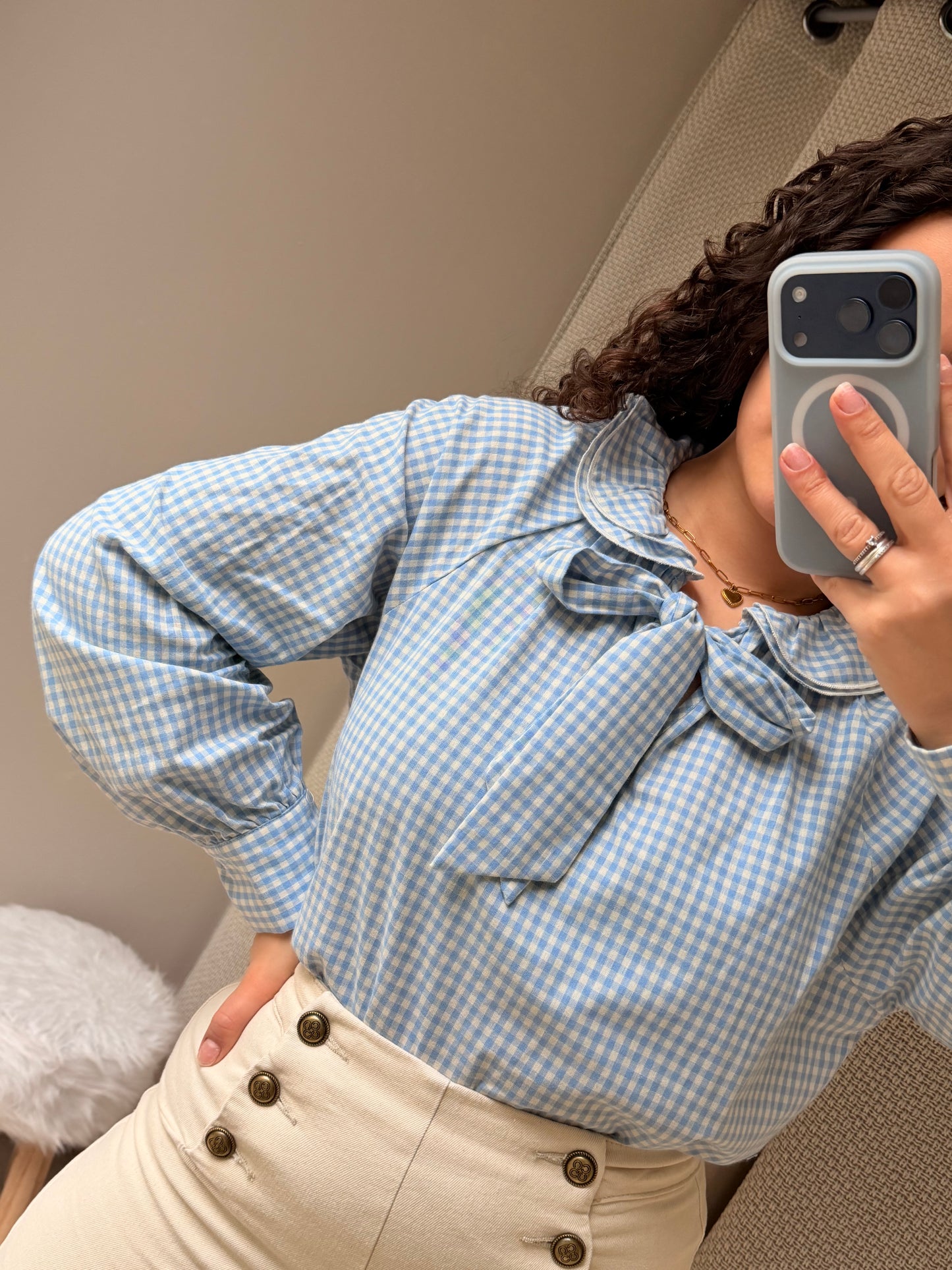 CAMISA QUADRICULADA AZUL BEBÉ