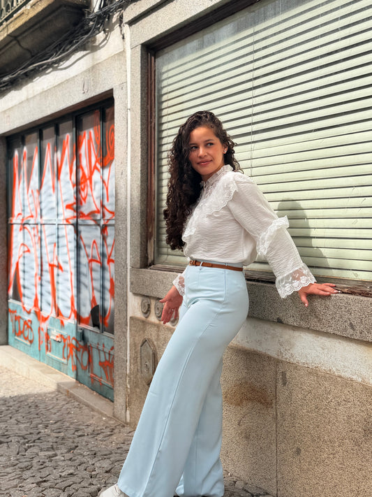 CALÇA ALFAIATARIA AZUL BEBÉ