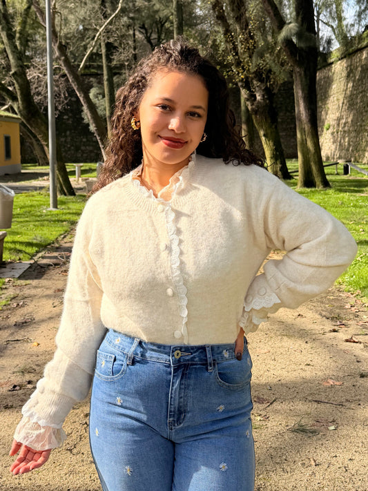 CARDIGÃ MALHA COM BORDADO