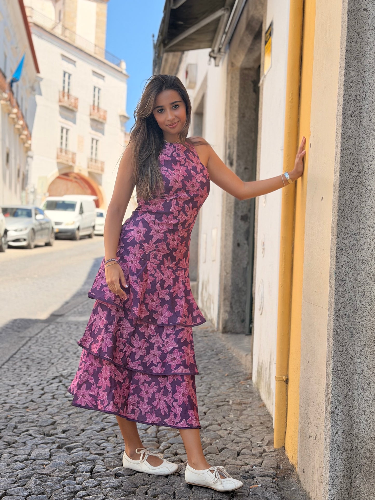 VESTIDO ESTAMPADO FOLHOS