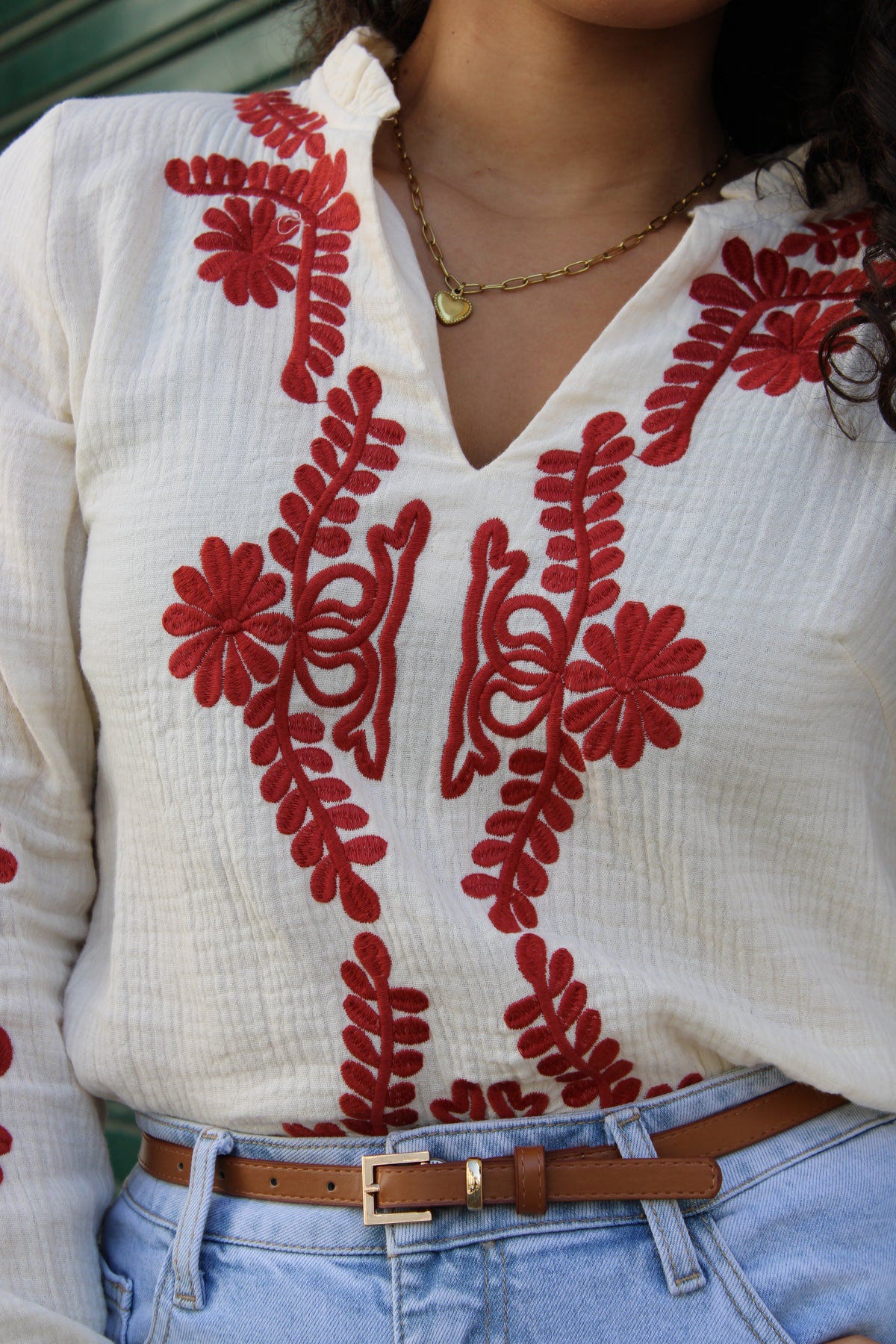CAMISA BORDADO TIJOLO