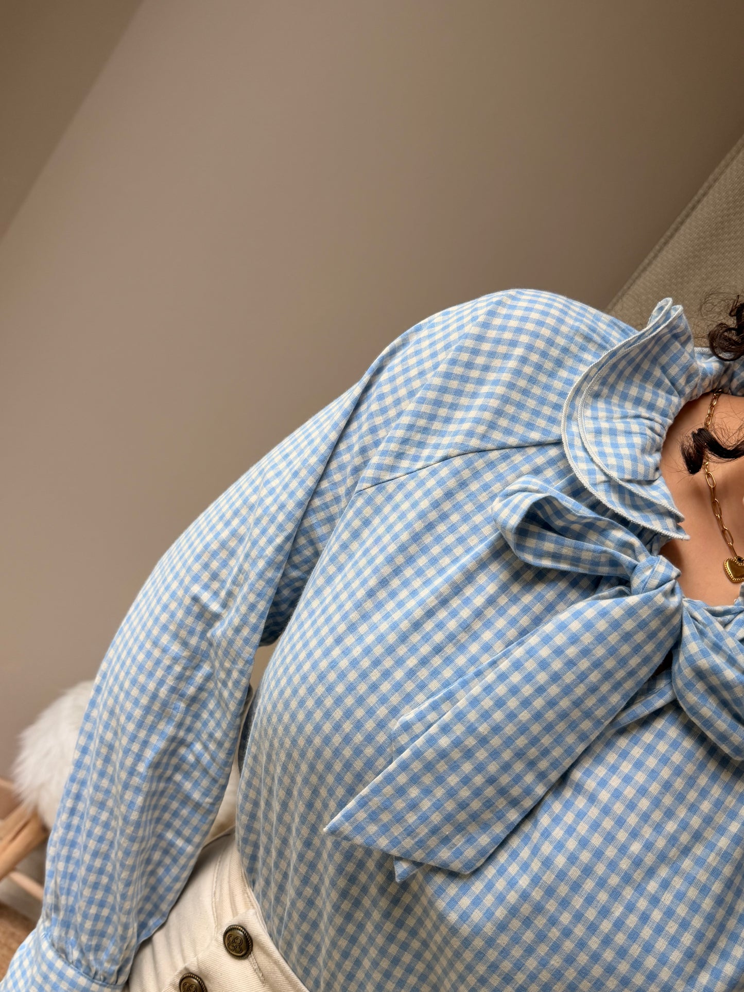 CAMISA QUADRICULADA AZUL BEBÉ