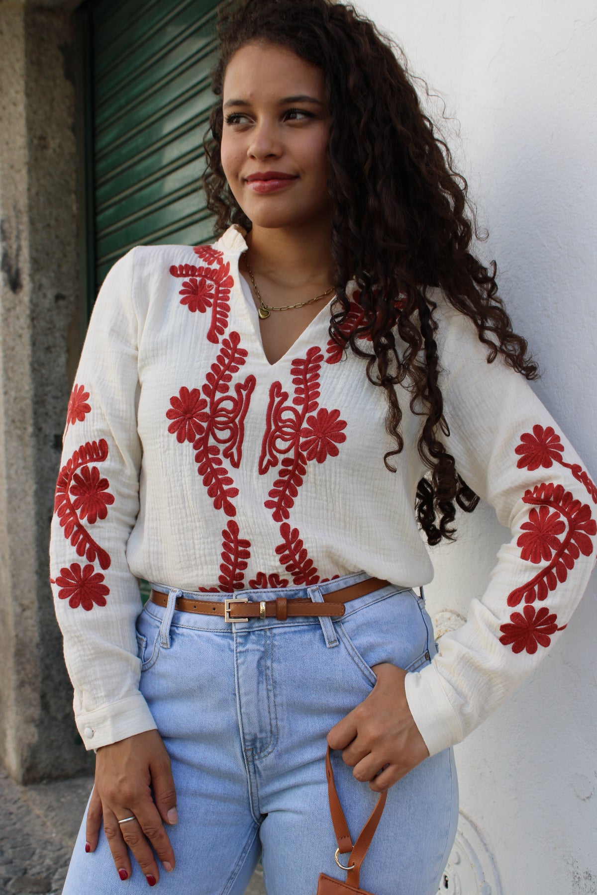CAMISA BORDADO TIJOLO