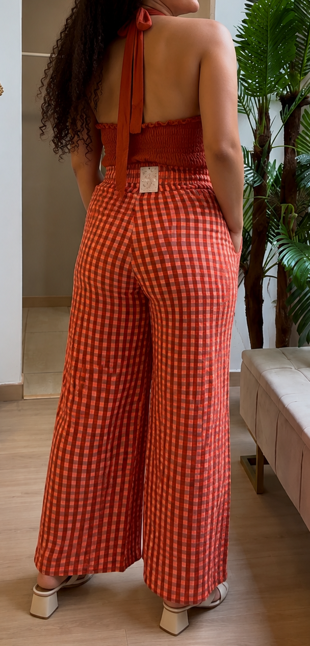 CALÇA VICHY TERRACOTA