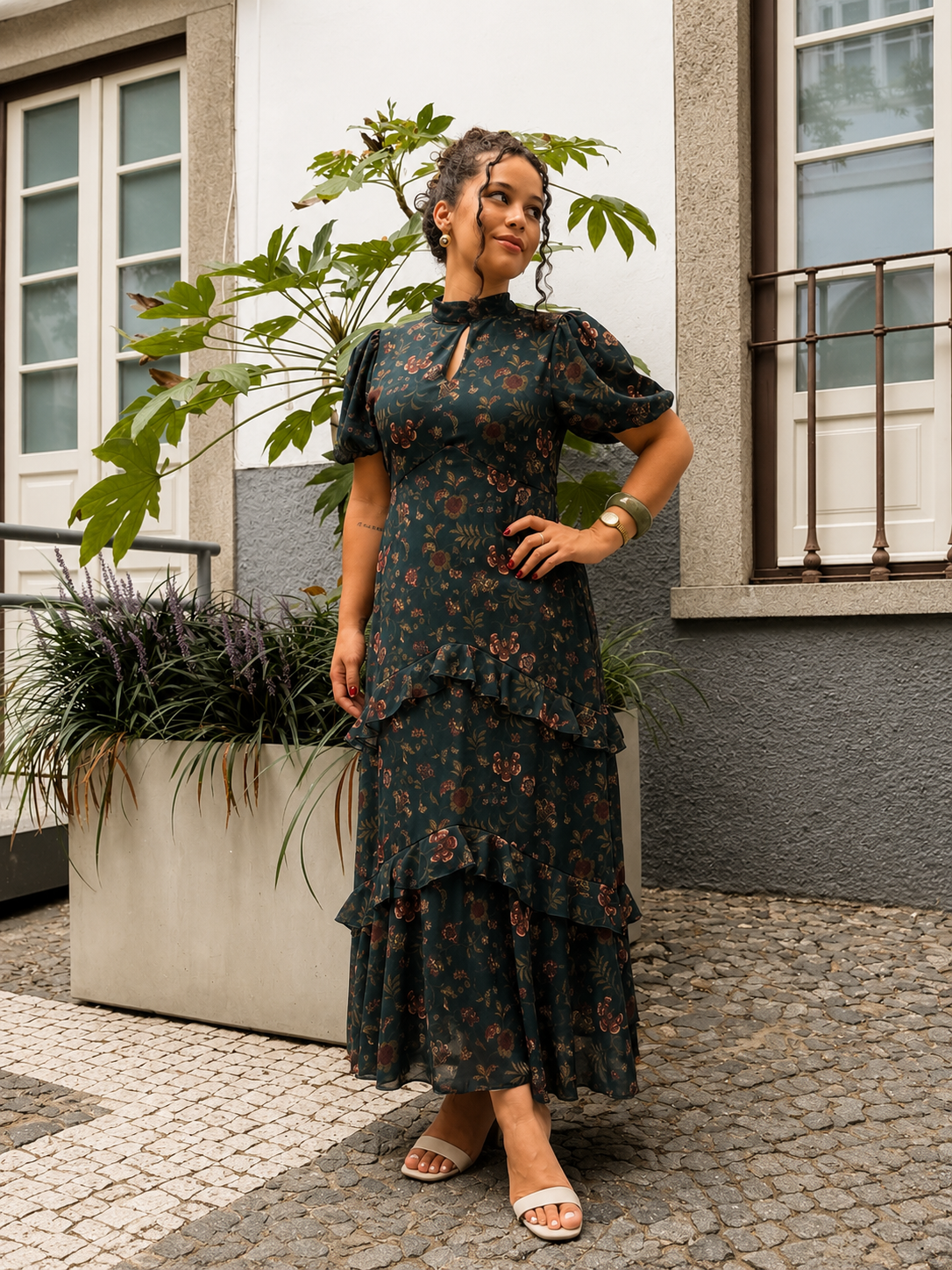 VESTIDO ESMERALDA FOLHOS