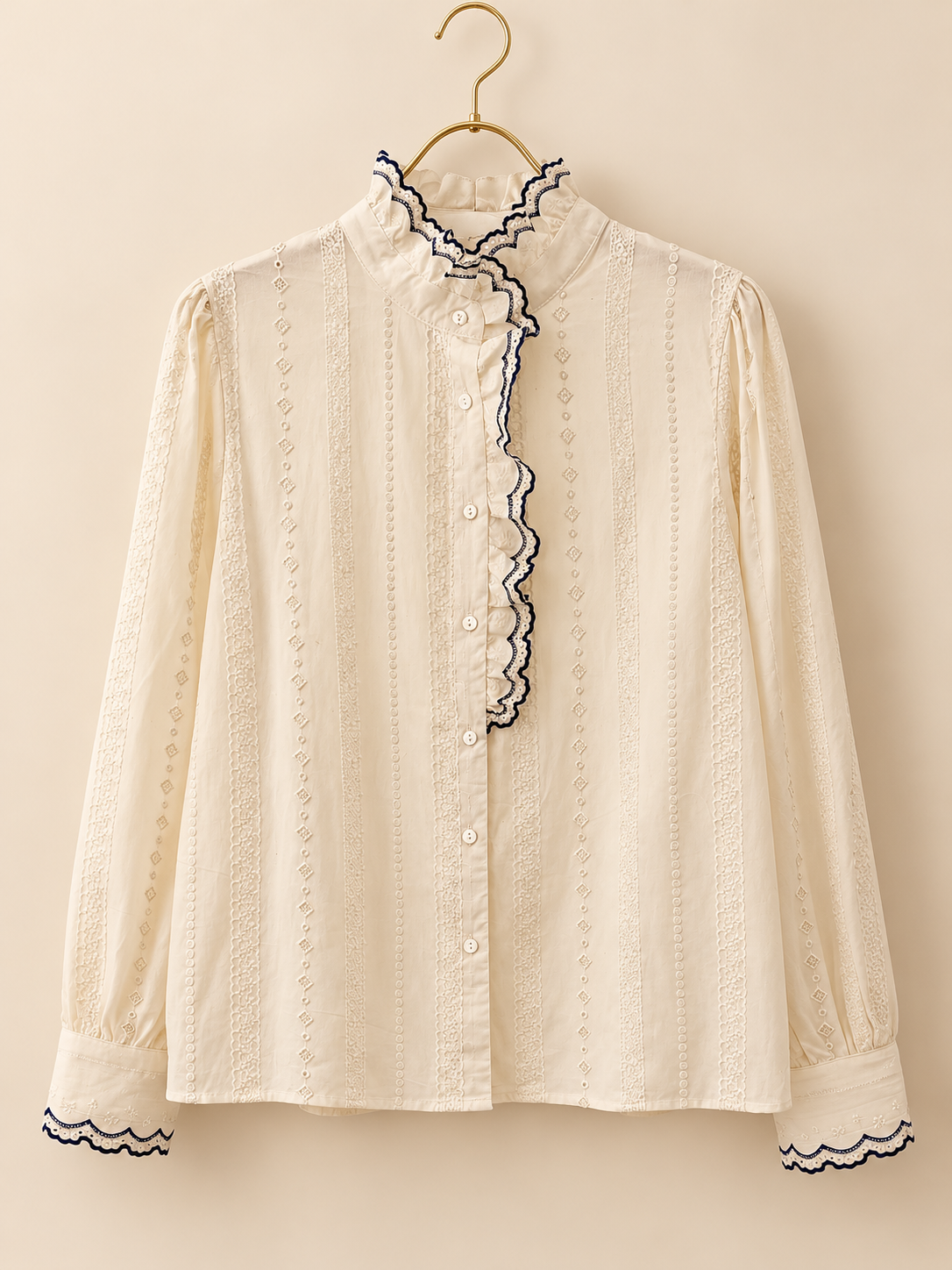 CAMISA BORDADA PORMENORES AZUIS