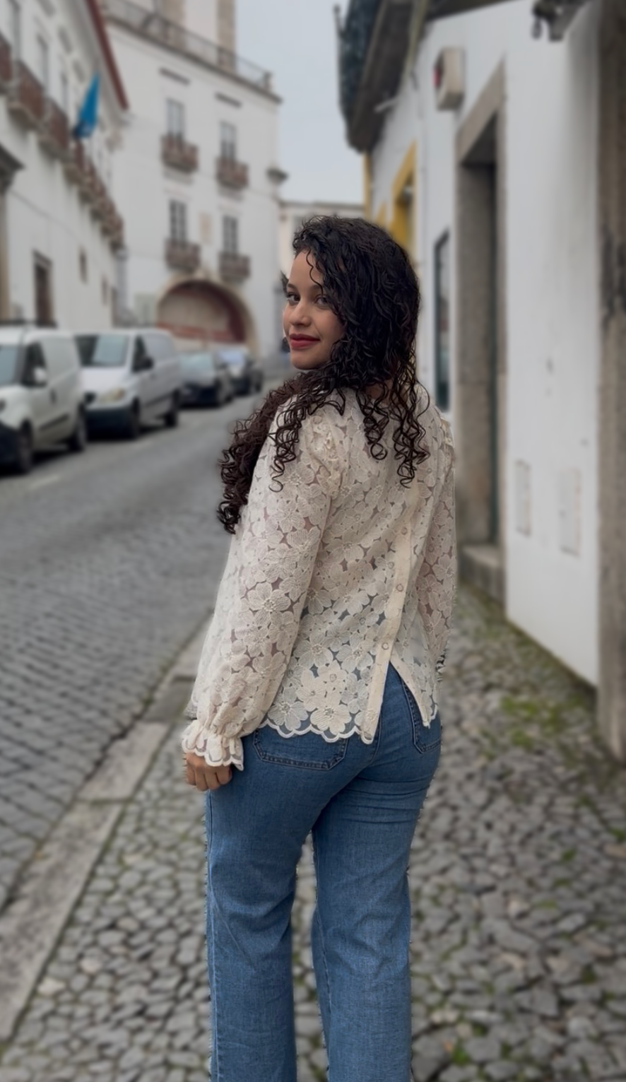 Camisa Renda Floral