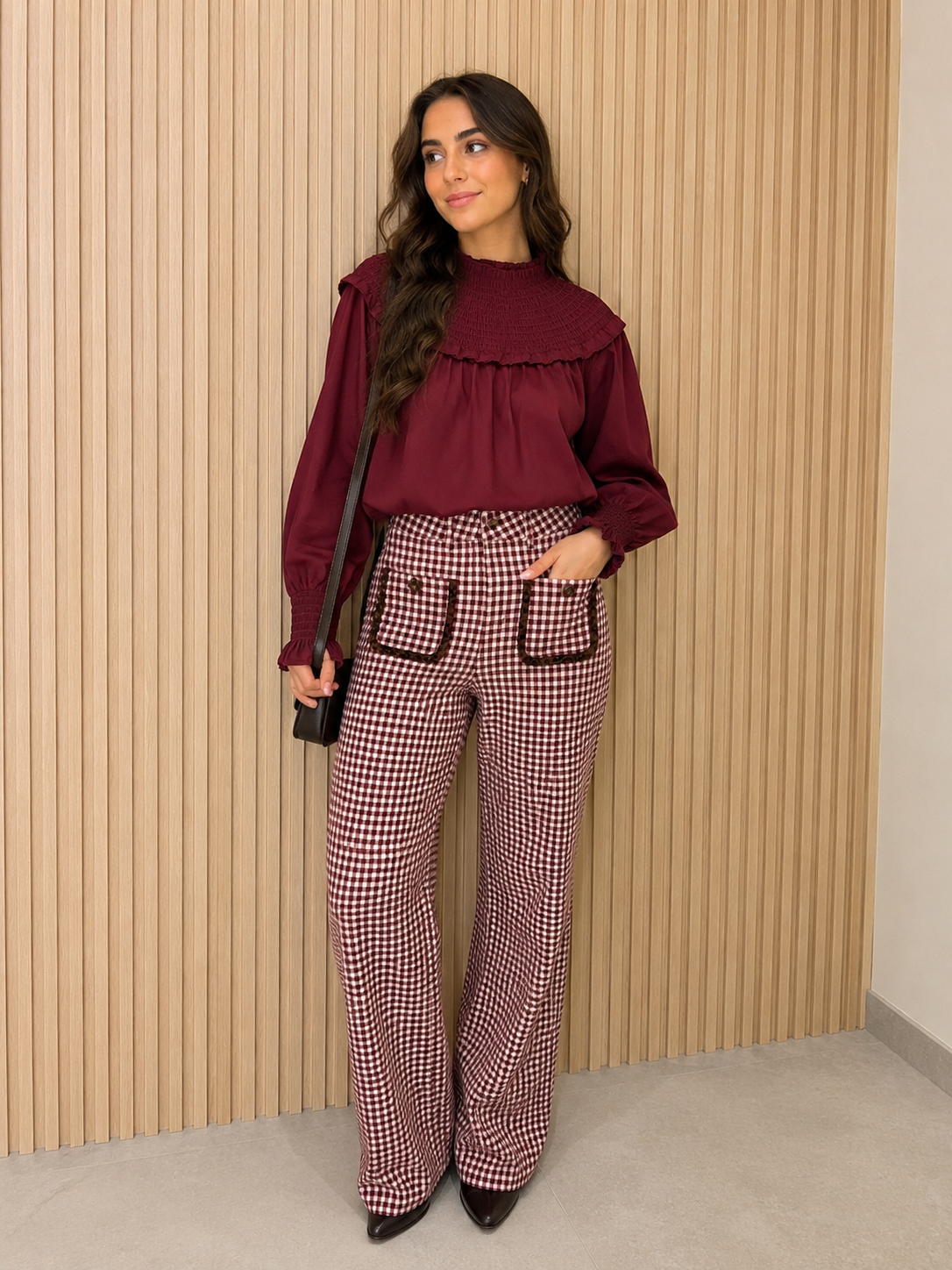 CALÇA VICHY BORDÔ