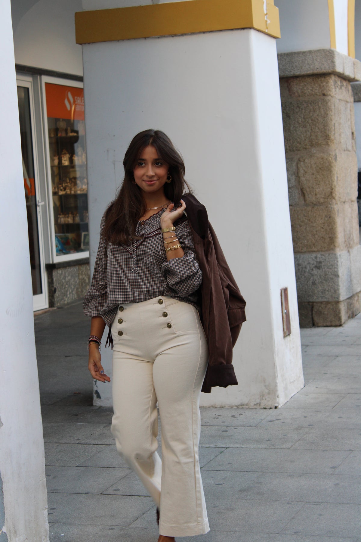 BLUSA XADREZ FOLHOS