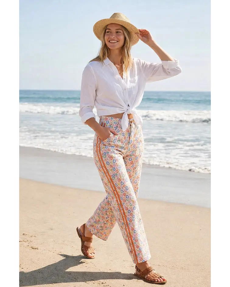 JEANS COM ESTAMPAGEM FLORES