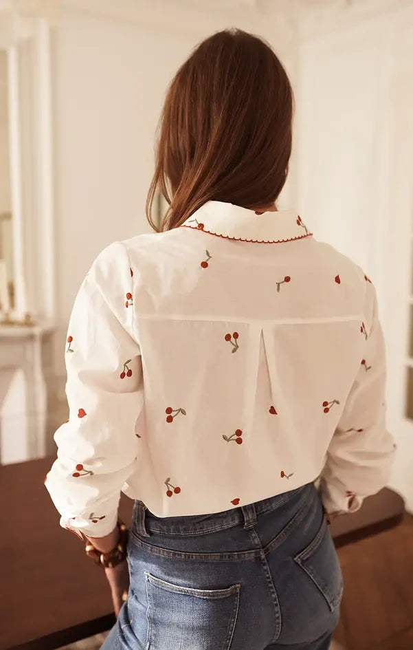 CAMISA CEREJAS BORDADAS