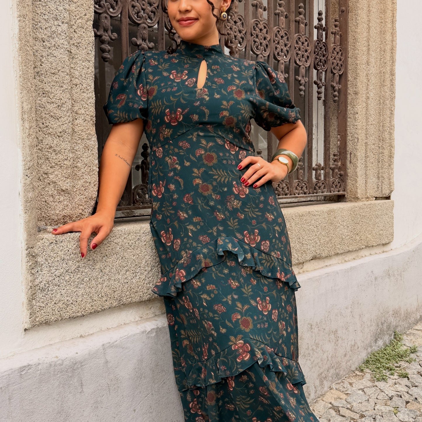 VESTIDO ESMERALDA FOLHOS