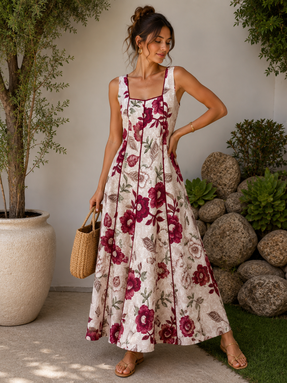 VESTIDO ESTAMPADO COMPRIDO