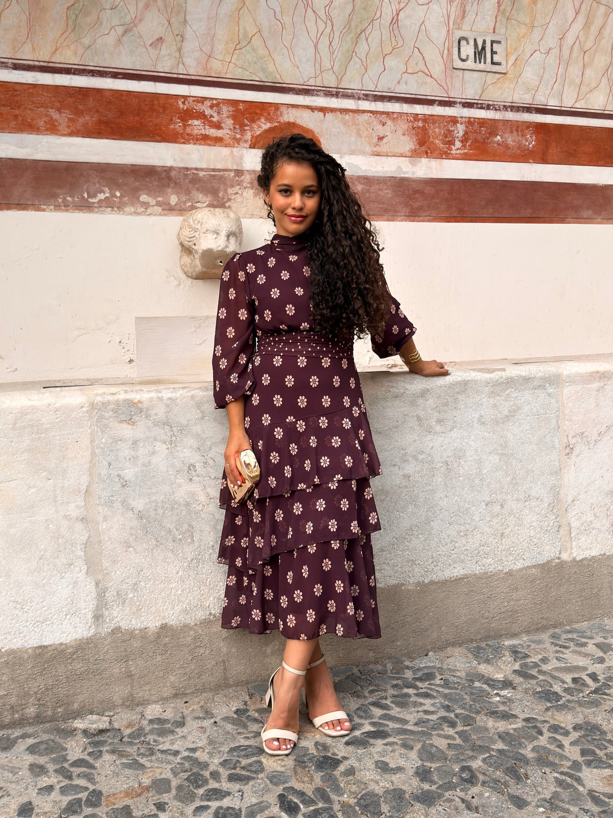 VESTIDO FOLHOS DUO ESTAMPAS