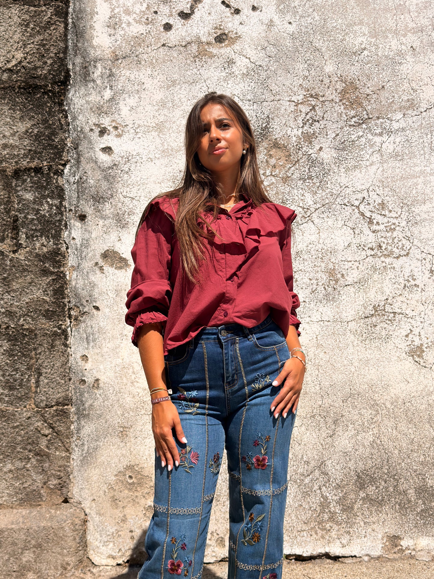 CAMISA FOLHOS BORDO